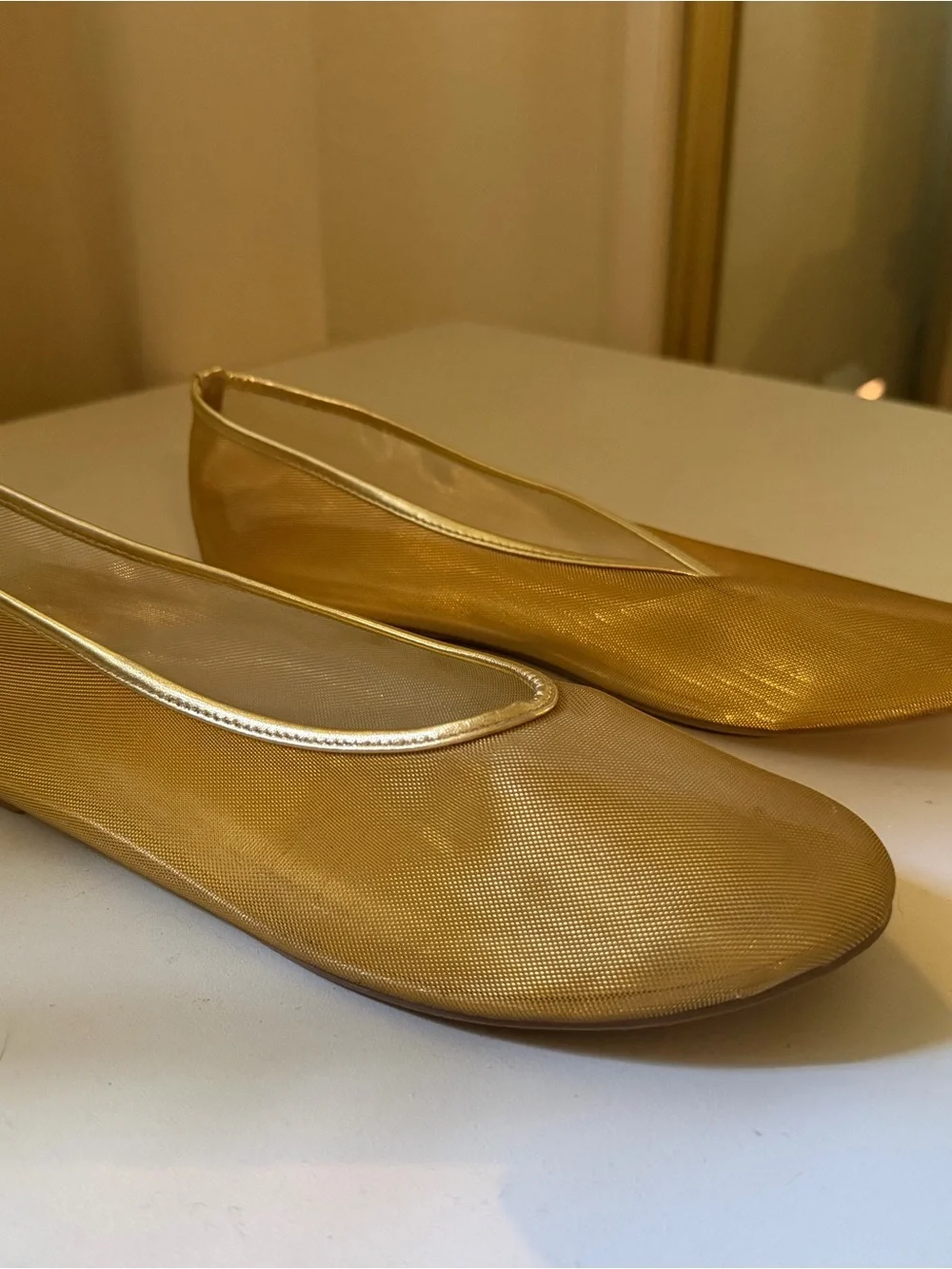 Anthropologie Metallic Gold Ballet Flats